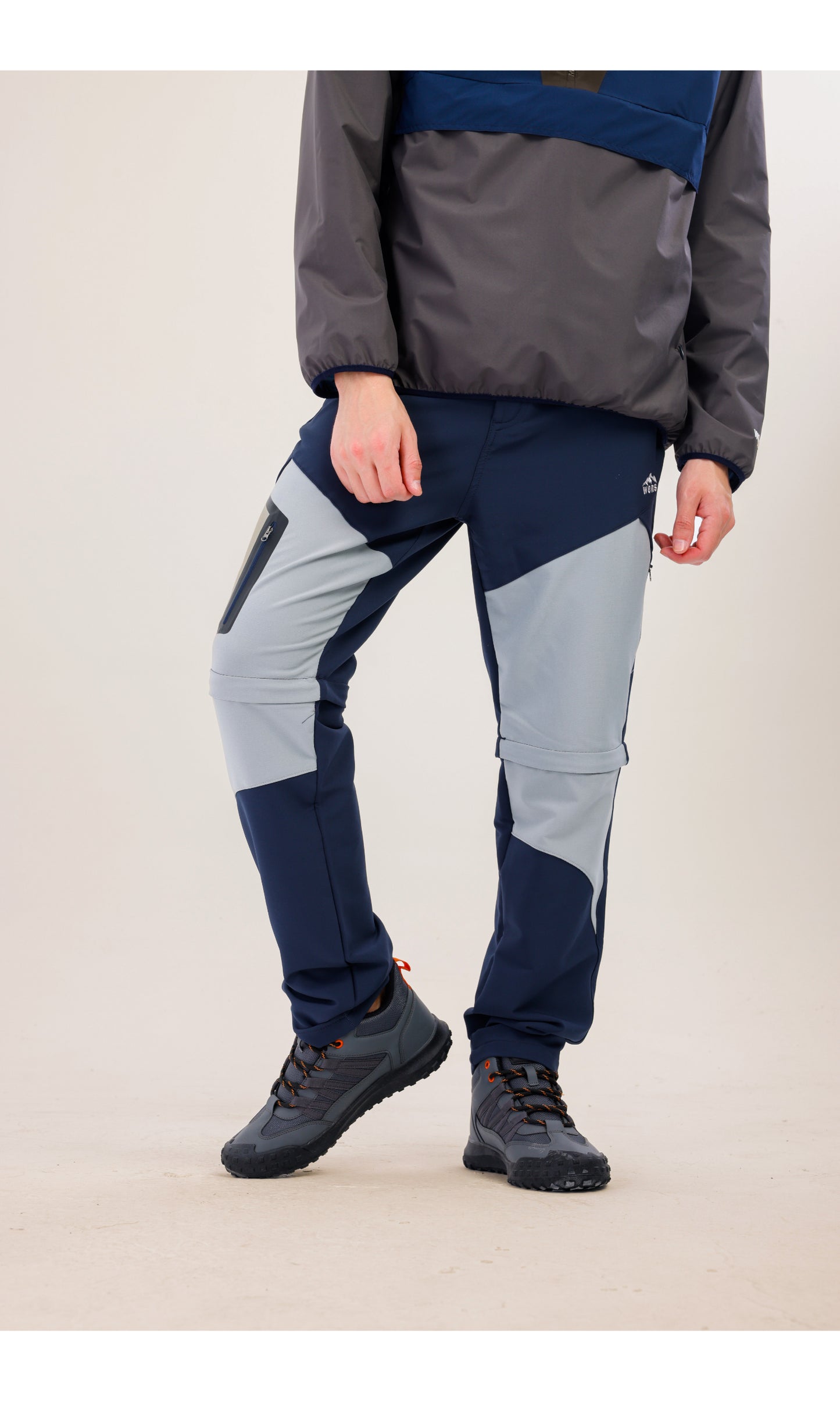 TwinJourney Lacivert-Gri Outdoor Pantolon: Dört Mevsim Şorta Dönüşen Pantolon