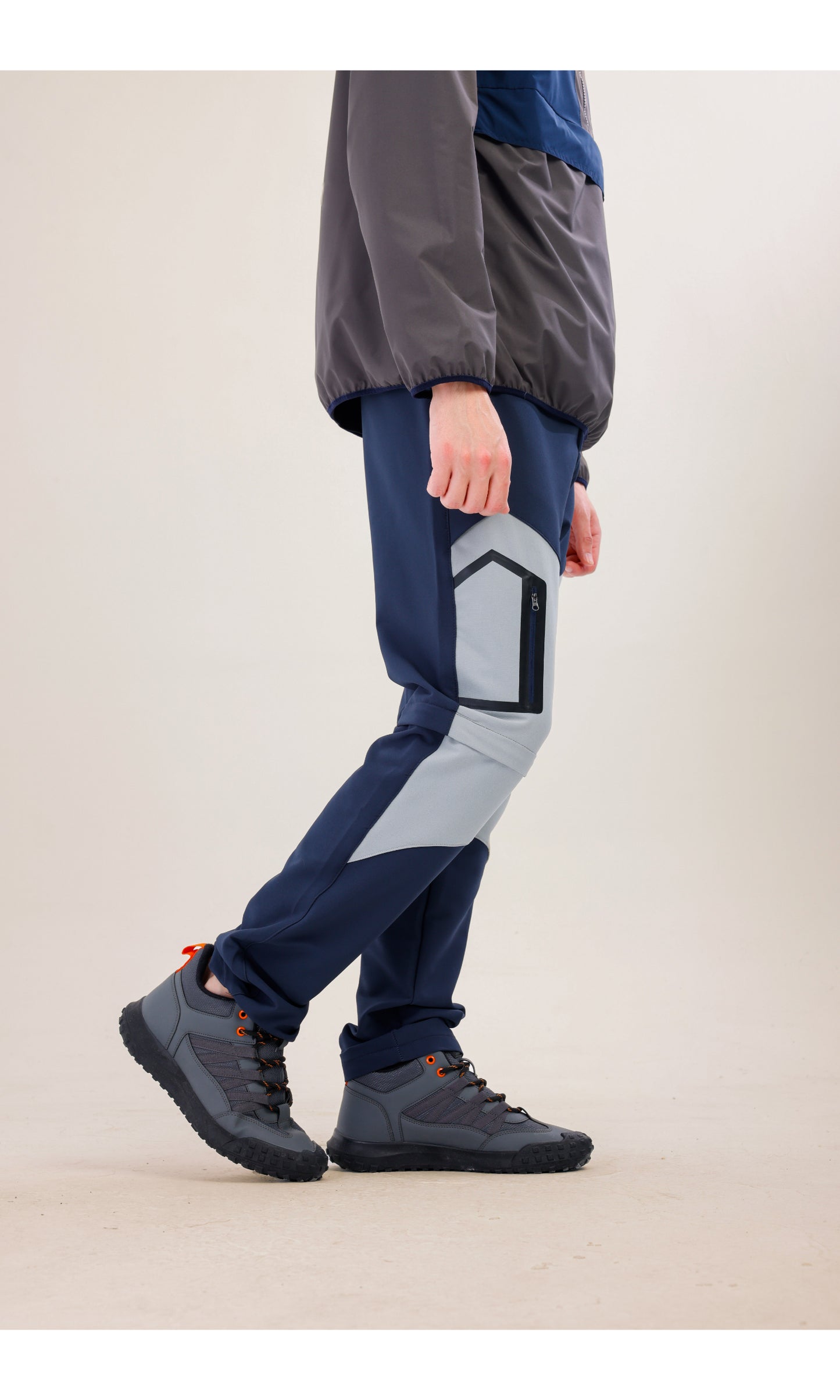 TwinJourney Lacivert-Gri Outdoor Pantolon: Dört Mevsim Şorta Dönüşen Pantolon