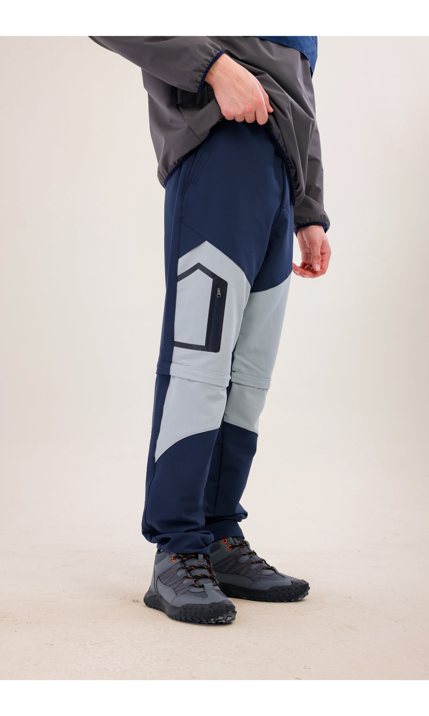 TwinJourney Lacivert-Gri Outdoor Pantolon: Dört Mevsim Şorta Dönüşen Pantolon