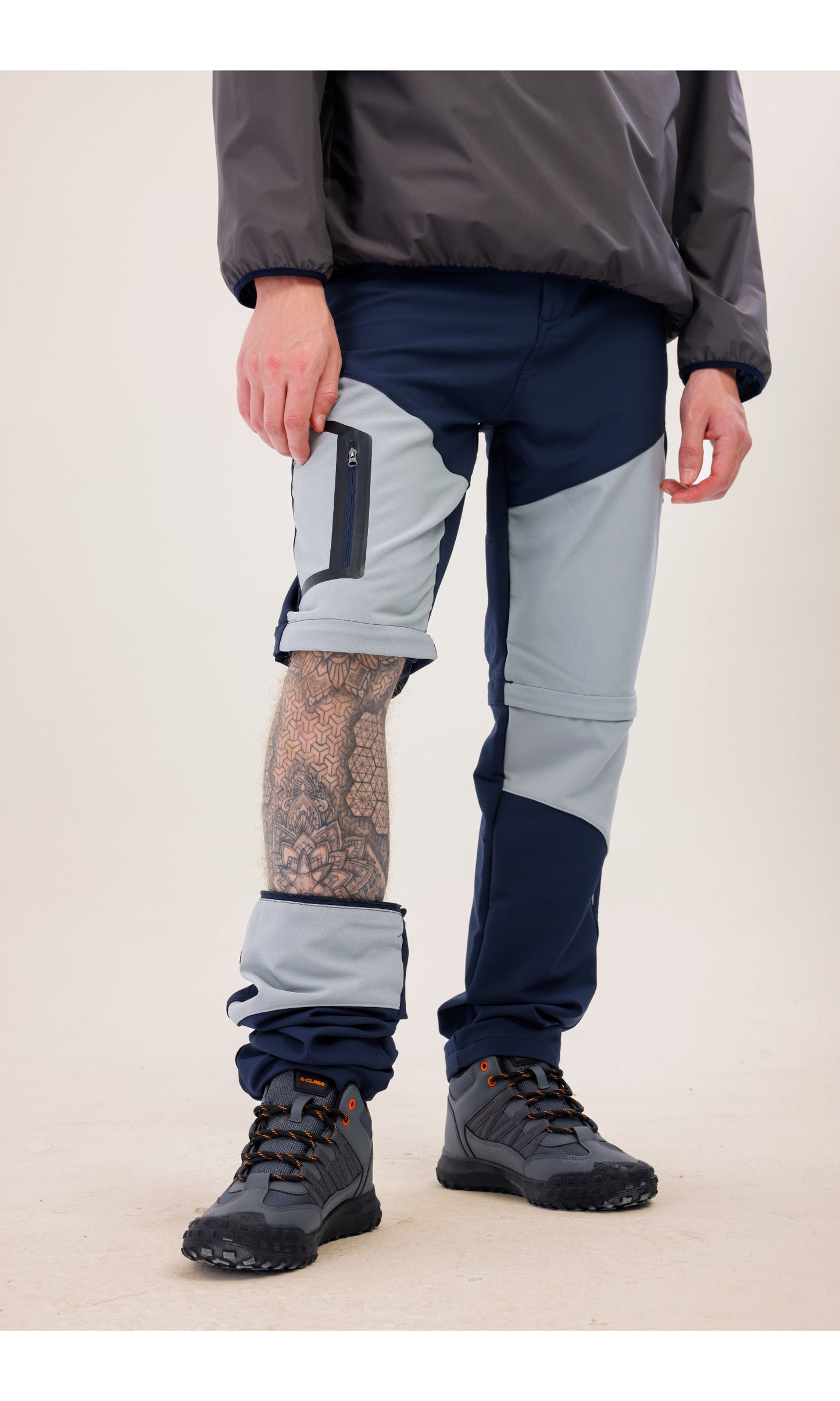 TwinJourney Lacivert-Gri Outdoor Pantolon: Dört Mevsim Şorta Dönüşen Pantolon
