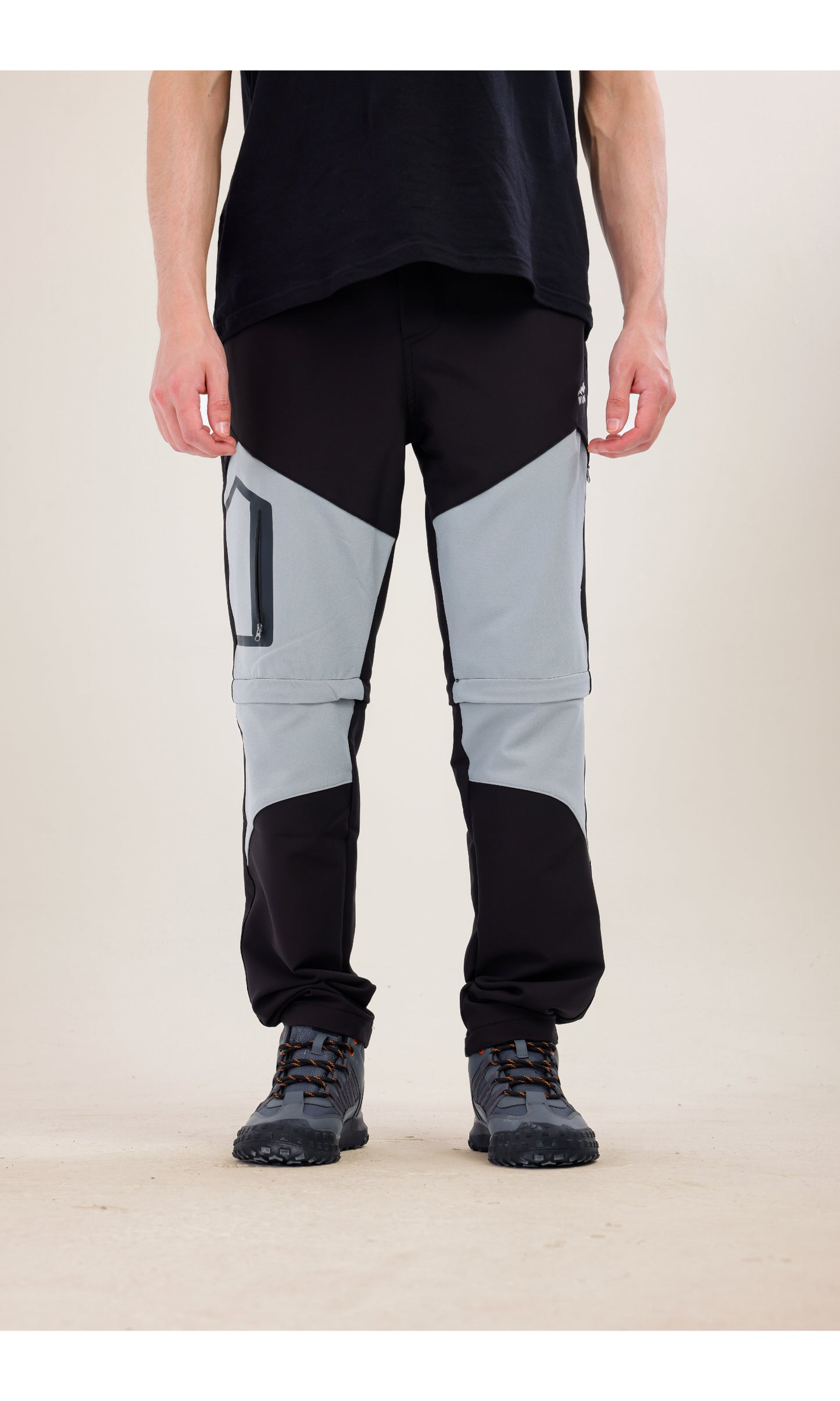 TwinJourney Outdoor Siyah Gri Pantolon: Dört Mevsim, Şorta Dönüşen Pantolon