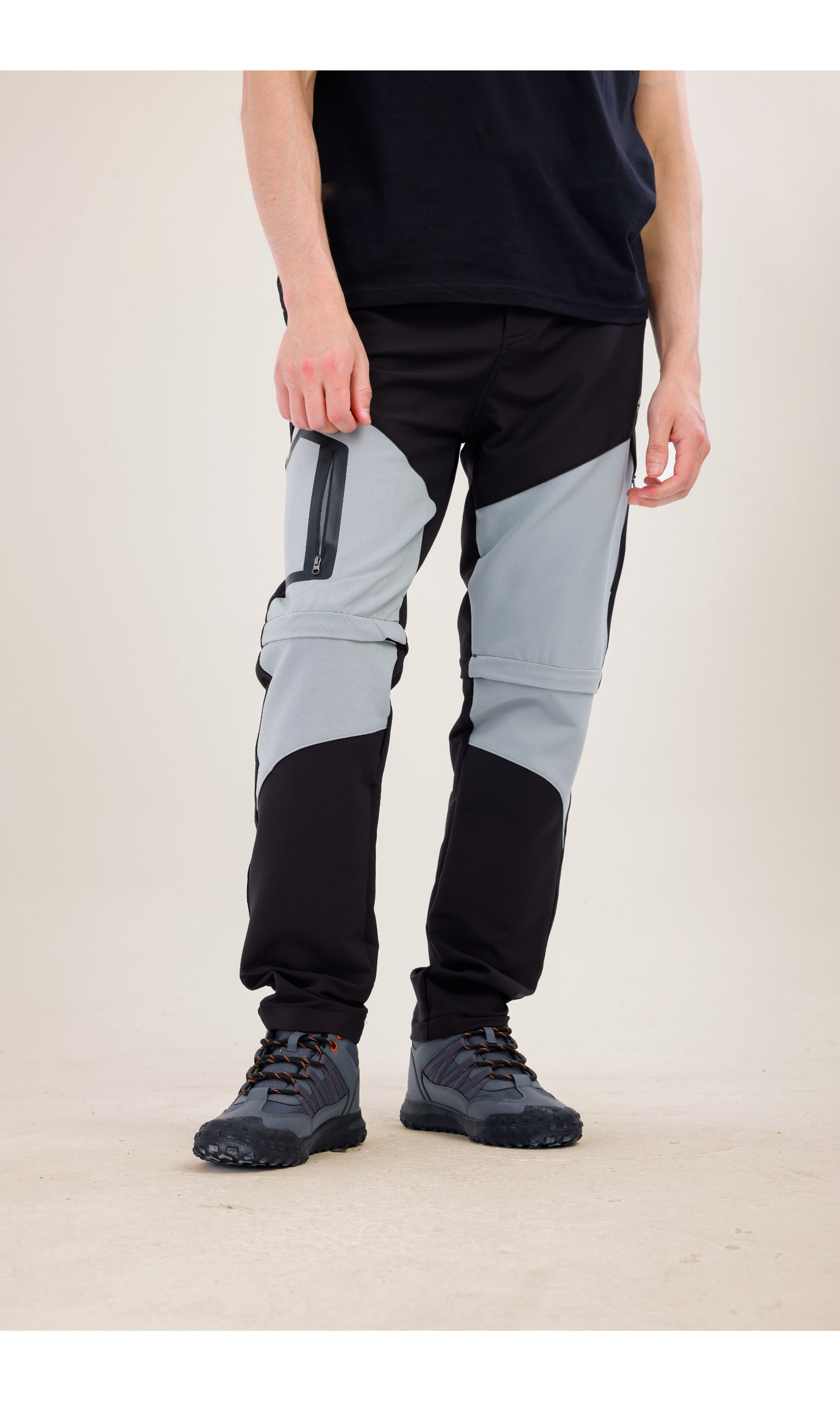 TwinJourney Outdoor Siyah Gri Pantolon: Dört Mevsim, Şorta Dönüşen Pantolon
