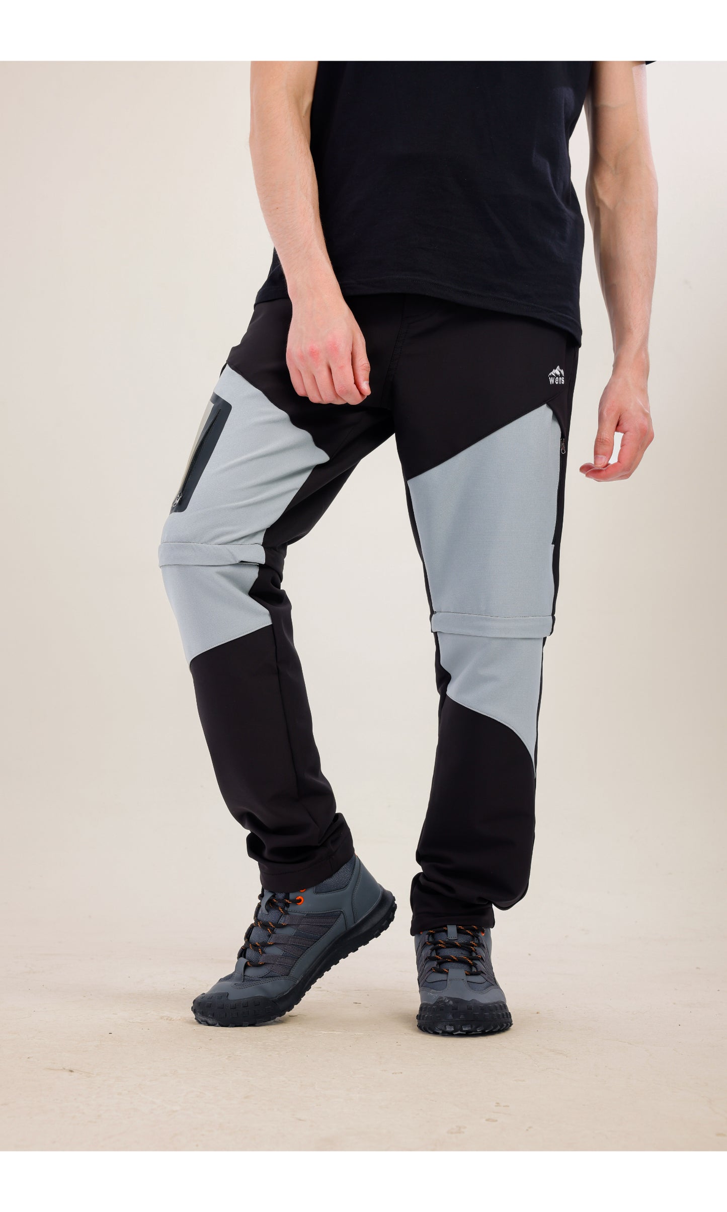 TwinJourney Outdoor Siyah Gri Pantolon: Dört Mevsim, Şorta Dönüşen Pantolon