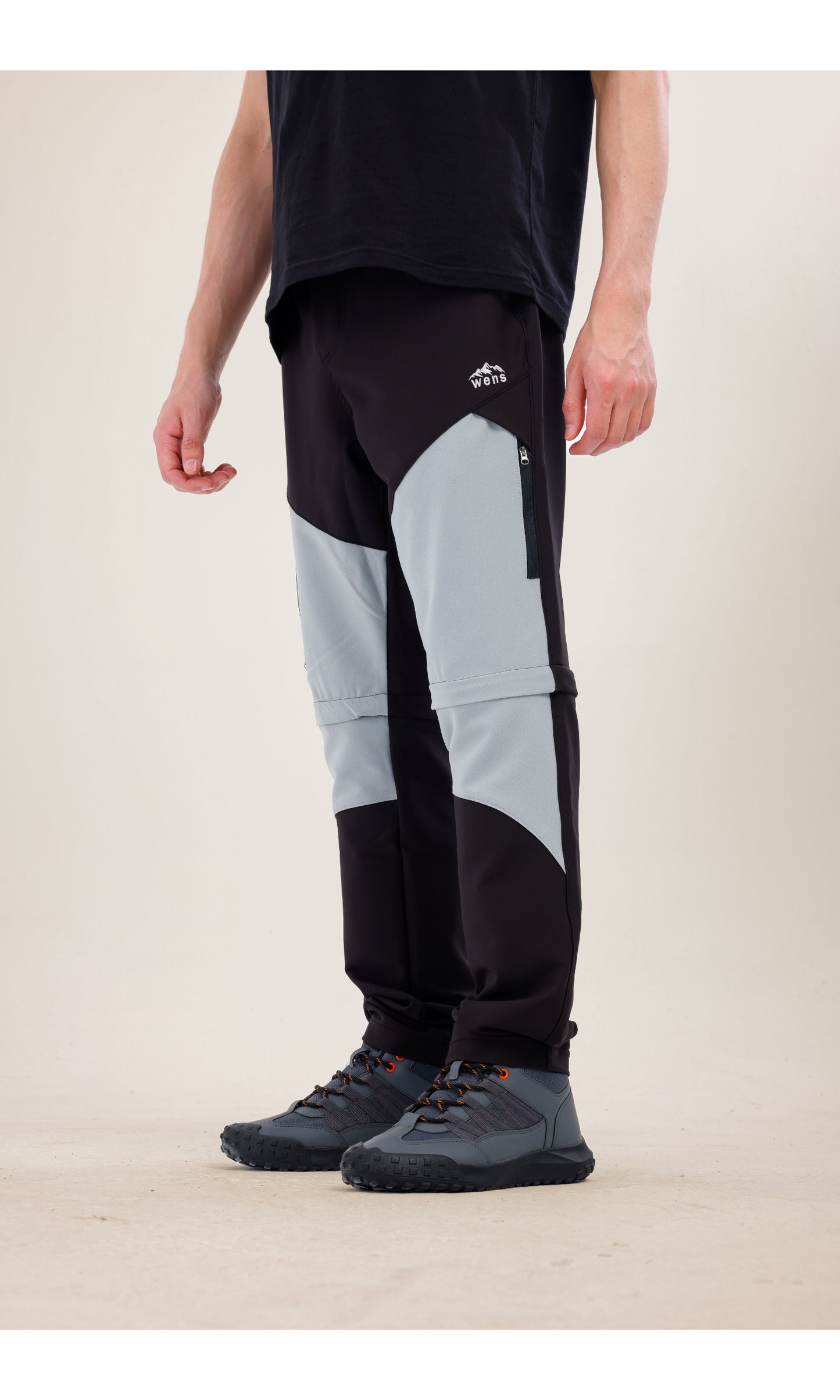TwinJourney Outdoor Siyah Gri Pantolon: Dört Mevsim, Şorta Dönüşen Pantolon