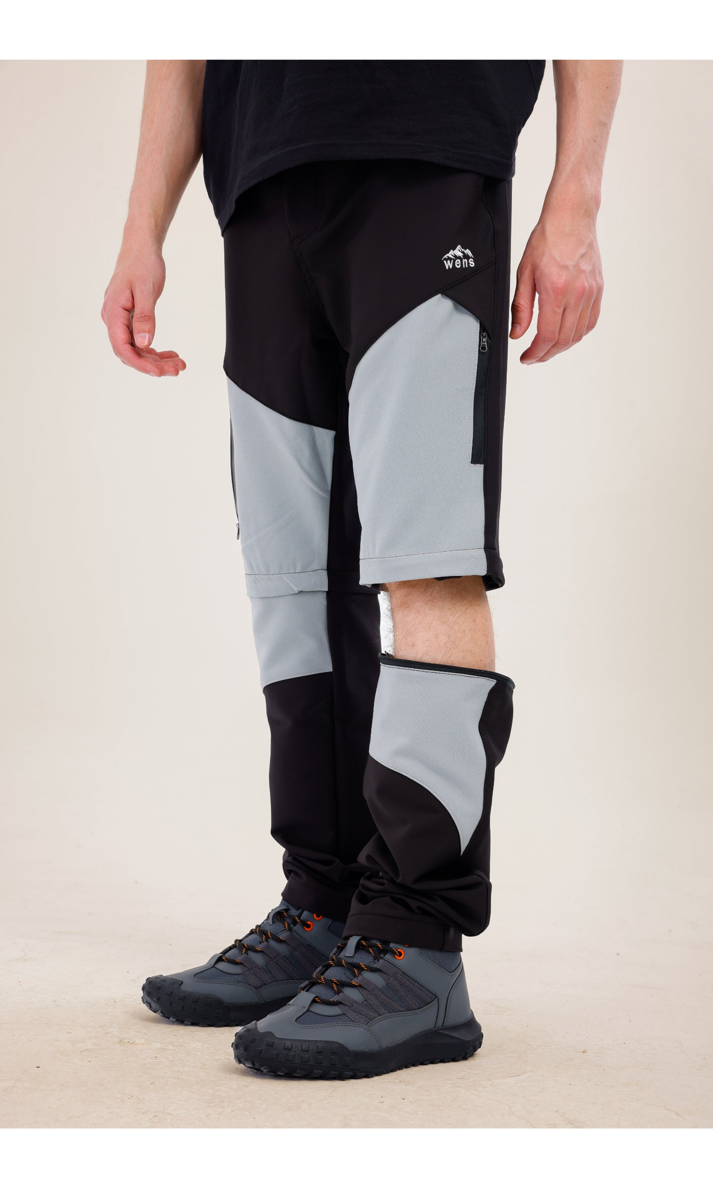 TwinJourney Outdoor Siyah Gri Pantolon: Dört Mevsim, Şorta Dönüşen Pantolon