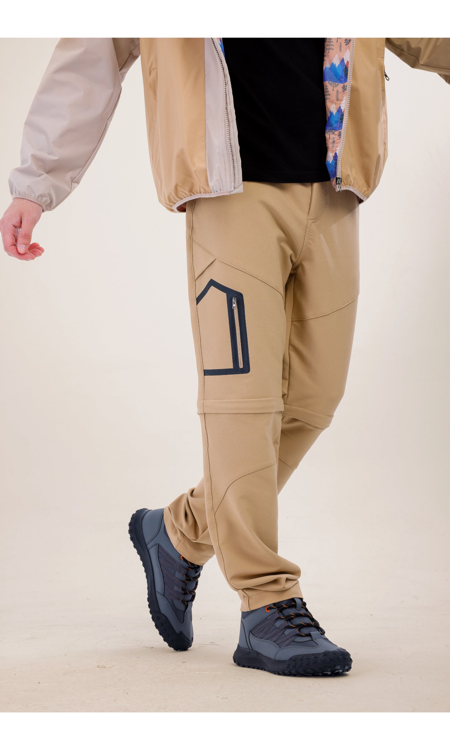 TwinJourney Bej Outdoor Pantolon: Dört Mevsim Şorta Dönüşen Pantolon