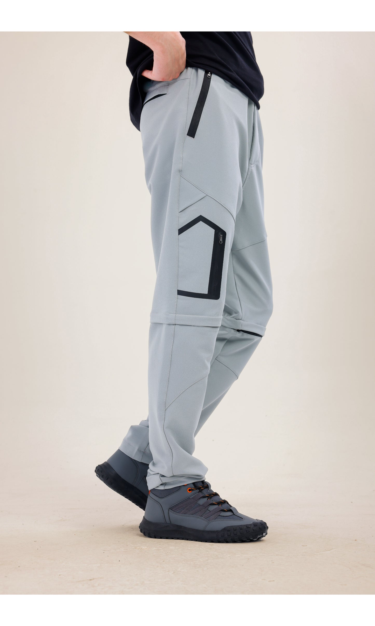 TwinJourney Gri Outdoor Pantolon: Dört Mevsim Şorta Dönüşen Pantolon