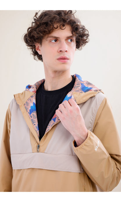 Flow Flex Ultra Hafif Su Geçirmez Hoodie – Bej/Krem (Kum Tepeleri), Çantaya Dönüşen Tasarım