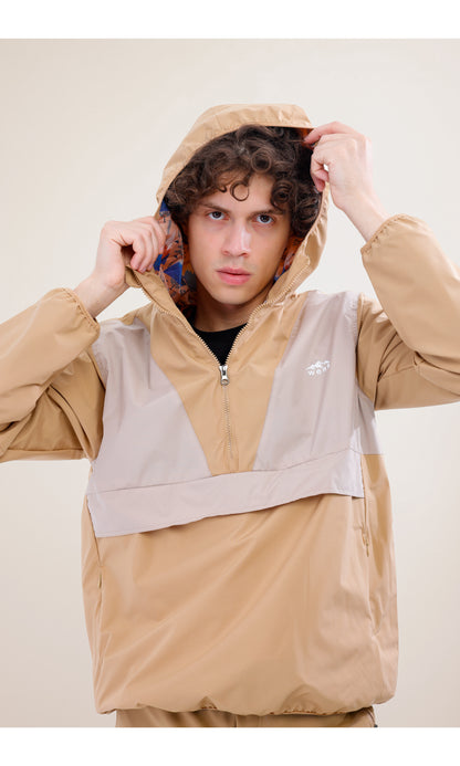 Flow Flex Ultra Hafif Su Geçirmez Hoodie – Bej/Krem (Kum Tepeleri), Çantaya Dönüşen Tasarım