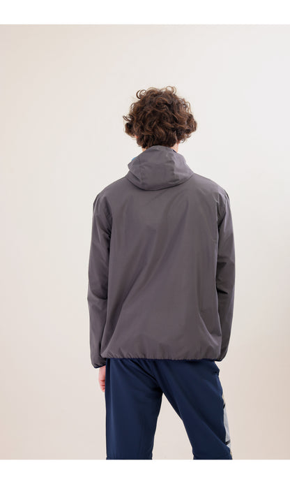 Flow Flex Ultra Hafif Su Geçirmez Hoodie – Gri / Lacivert (Derin Ufuklar), Çantaya Dönüşen Tasarım