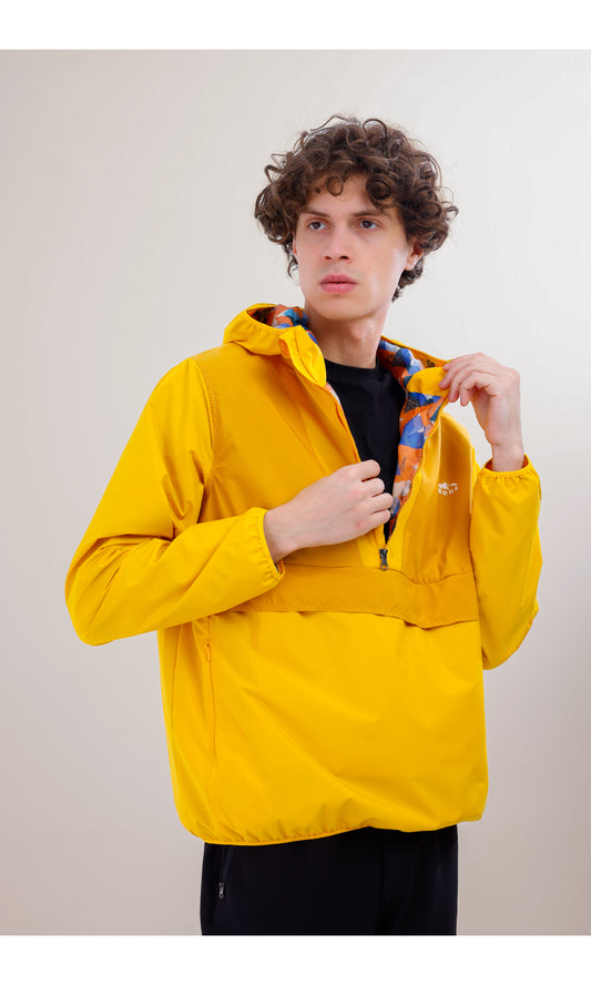 Flow Flex Ultra Hafif Su Geçirmez Hoodie – Sarı/Hardal (Gün Işığı İkilisi), Çantaya Dönüşen Tasarım