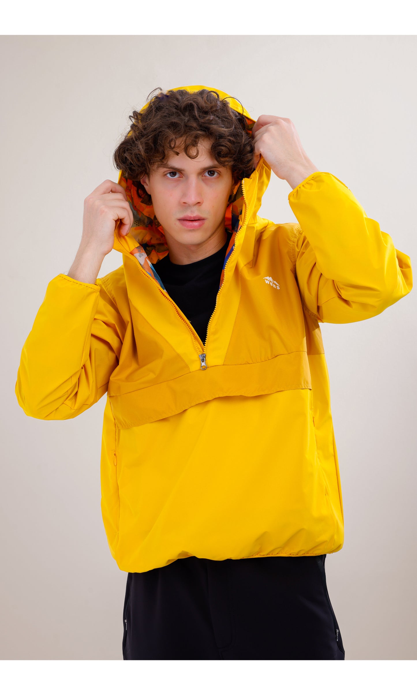 Flow Flex Ultra Hafif Su Geçirmez Hoodie – Sarı/Hardal (Gün Işığı İkilisi), Çantaya Dönüşen Tasarım