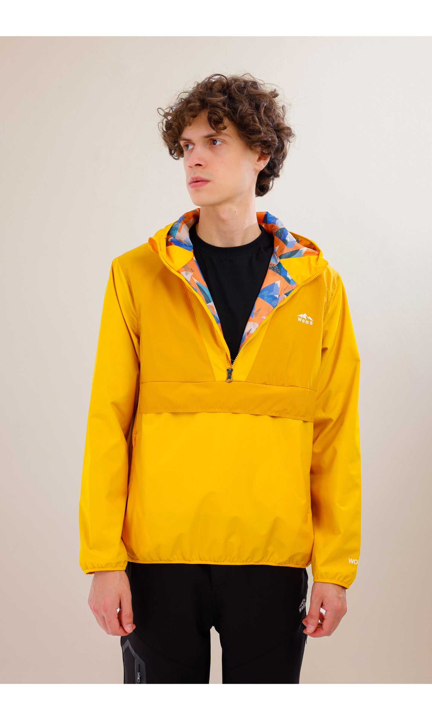 Flow Flex Ultra Hafif Su Geçirmez Hoodie – Sarı/Hardal (Gün Işığı İkilisi), Çantaya Dönüşen Tasarım