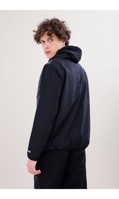 Flow Flex Ultra Hafif Su Geçirmez Hoodie – Siyah/Gri (Gece ve Duman), Çantaya Dönüşen Tasarım